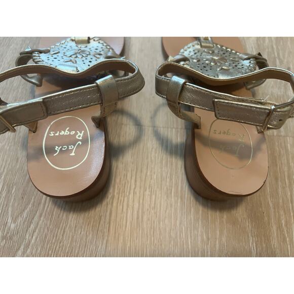 Jack Rodgers Gretchen Gold Block Heel Sandals Size 6.5 / 7 Boho Beach - Picture 5 of 8